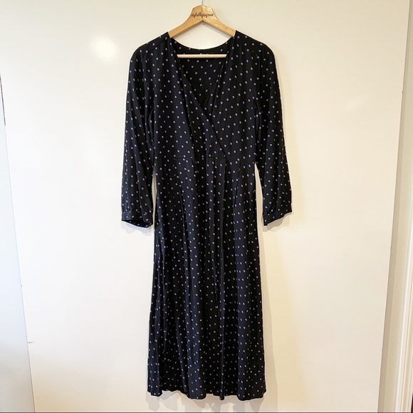 Madewell Faux-Wrap Midi Dress in Polka Dot - Picture 3 of 16